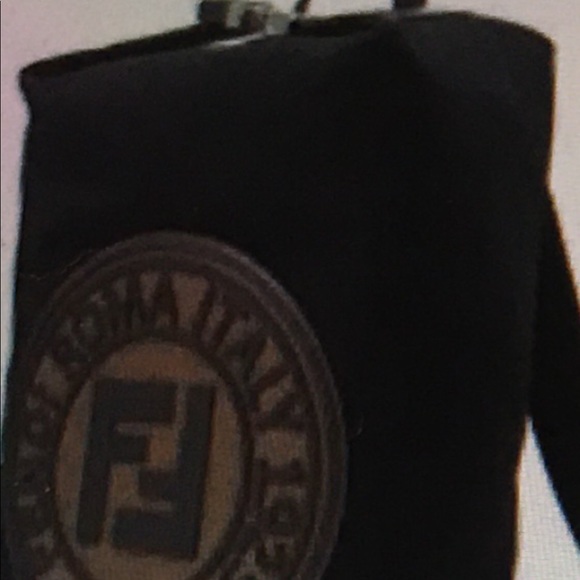 FENDI UNISEX Black and Brown Stamp Logo Bag